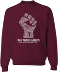 Unisex Crewneck Black Pride Sweatshirt - BLM Say Their Names