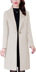 Bankeng Women Winter Wool Blend Camel Mid-Long Coat - Classic Slim Fit