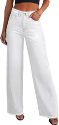 Sidefeel Wide Leg High Waisted Jeans - Raw Hem Baggy Denim