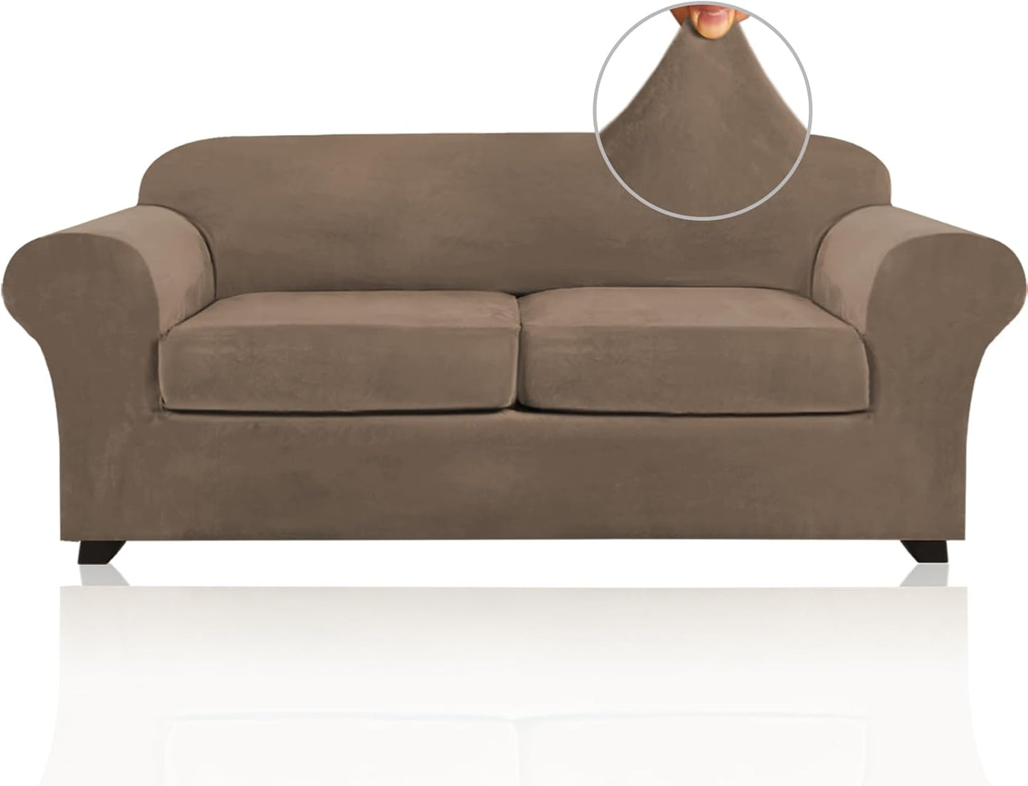 PrinceDeco Velvet Plush Sofa Covers for 2 Cushion Couch Up to 90in