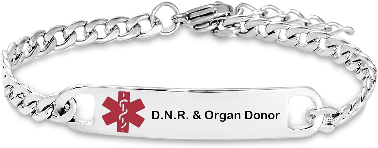 Stylish Medical Alert Bracelet - Allergies & Conditions Engraved