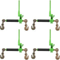 5/16in - 3/8in Hi-Viz Green Ratchet Chain Binder 4-Pack - 7,100 lb WLL