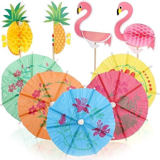 Tropical Drink Umbrella Picks - 90 PCS Party Decor