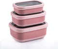 Dark Pink Leakproof Stainless Steel Lunch Containers Set - Nesting