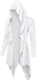 Long Hooded Cardigan Ruffle Shawl Collar - Dramatic Layered Drape