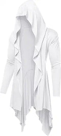 COOFANDY Long Cardigan with Hood and Elegant Ruffle Collar Design