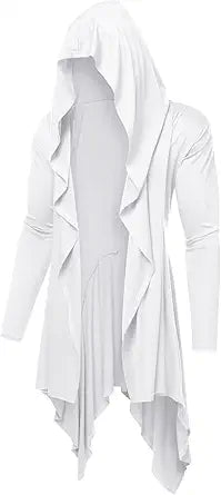 COOFANDY Long Hooded Cardigan with Ruffle Shawl Collar
