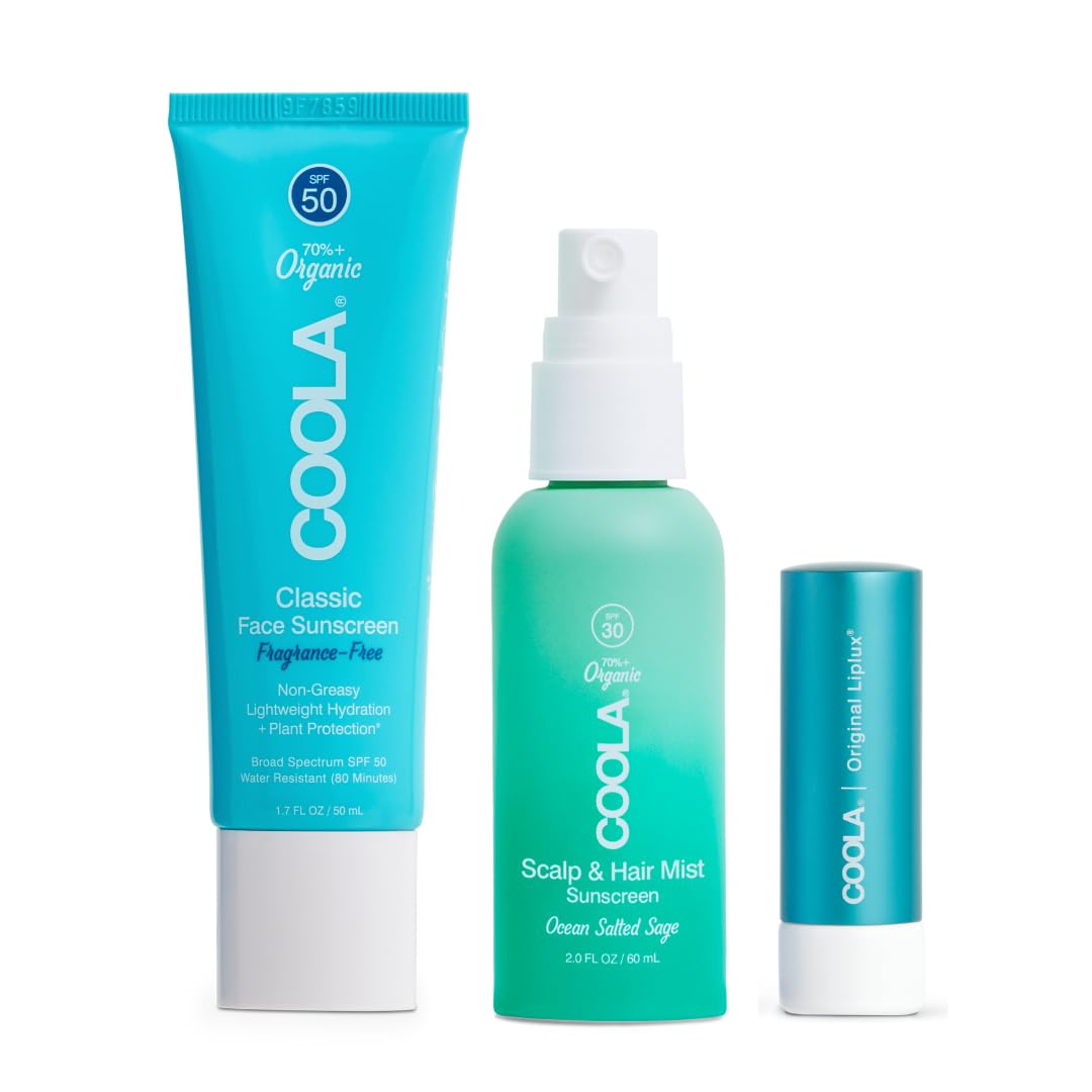 COOLA Organic Face Sunscreen Beach Bundle Set for Daily Protection