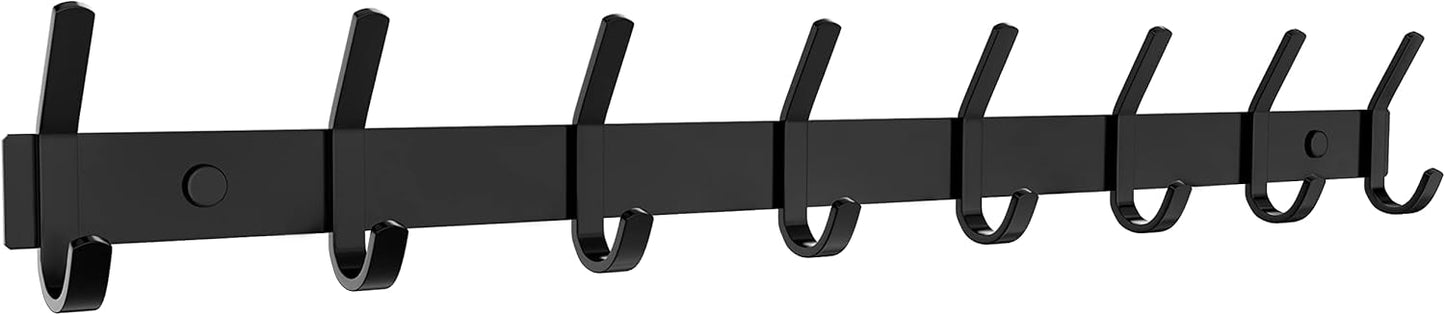 Matte Black Coat Rack Wall Mount with 8 Double Hooks for Storage