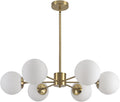 Glass Sputnik Chandelier 6-Light Globe Pendant - Mid Century Glow