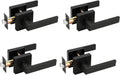 Matte Black Square Passage Door Levers 4 Pack - Heavy Duty