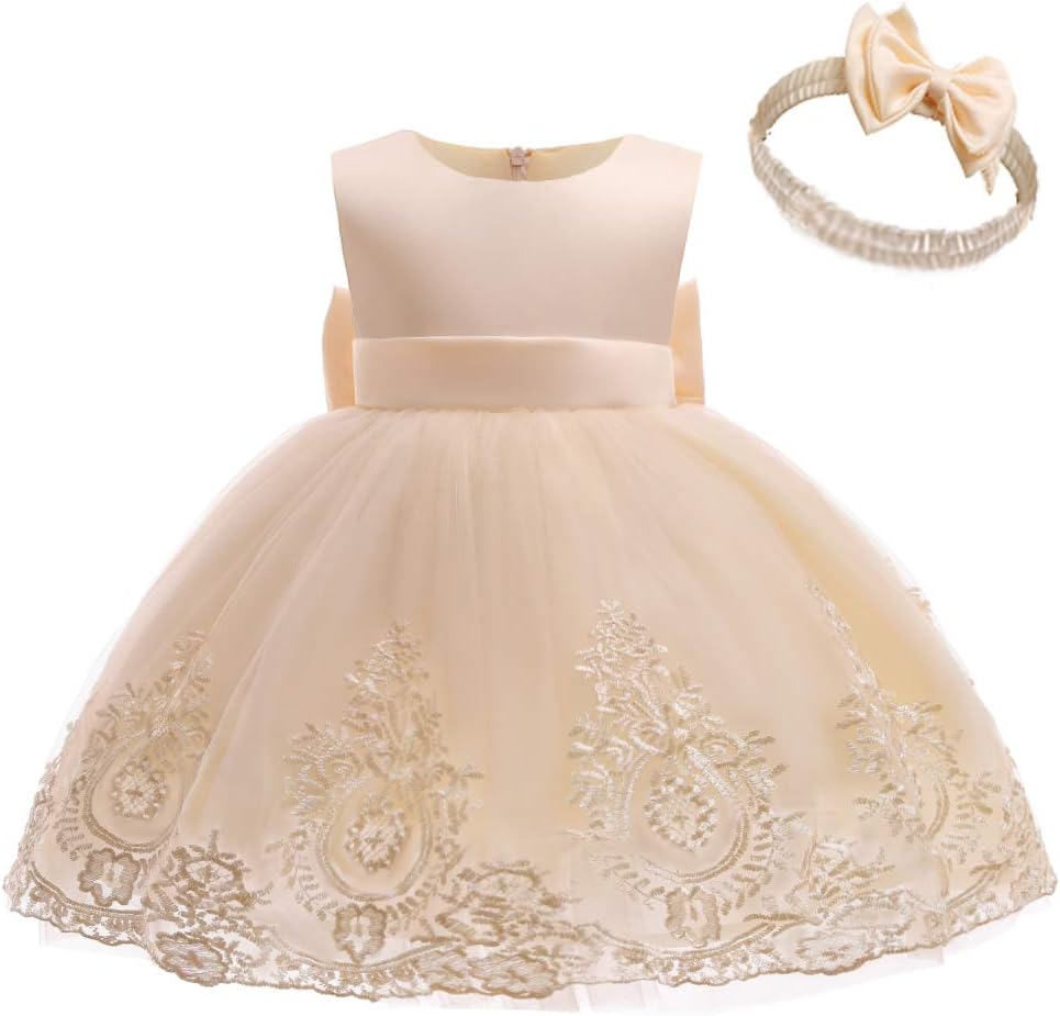 CMMCHAAH Baby Girls Pageant Lace Embroidery Dresses for Toddlers