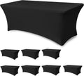 Table Cloths for 6 Foot Rectangle Tables - 8 Pack Black Fitted Stretch