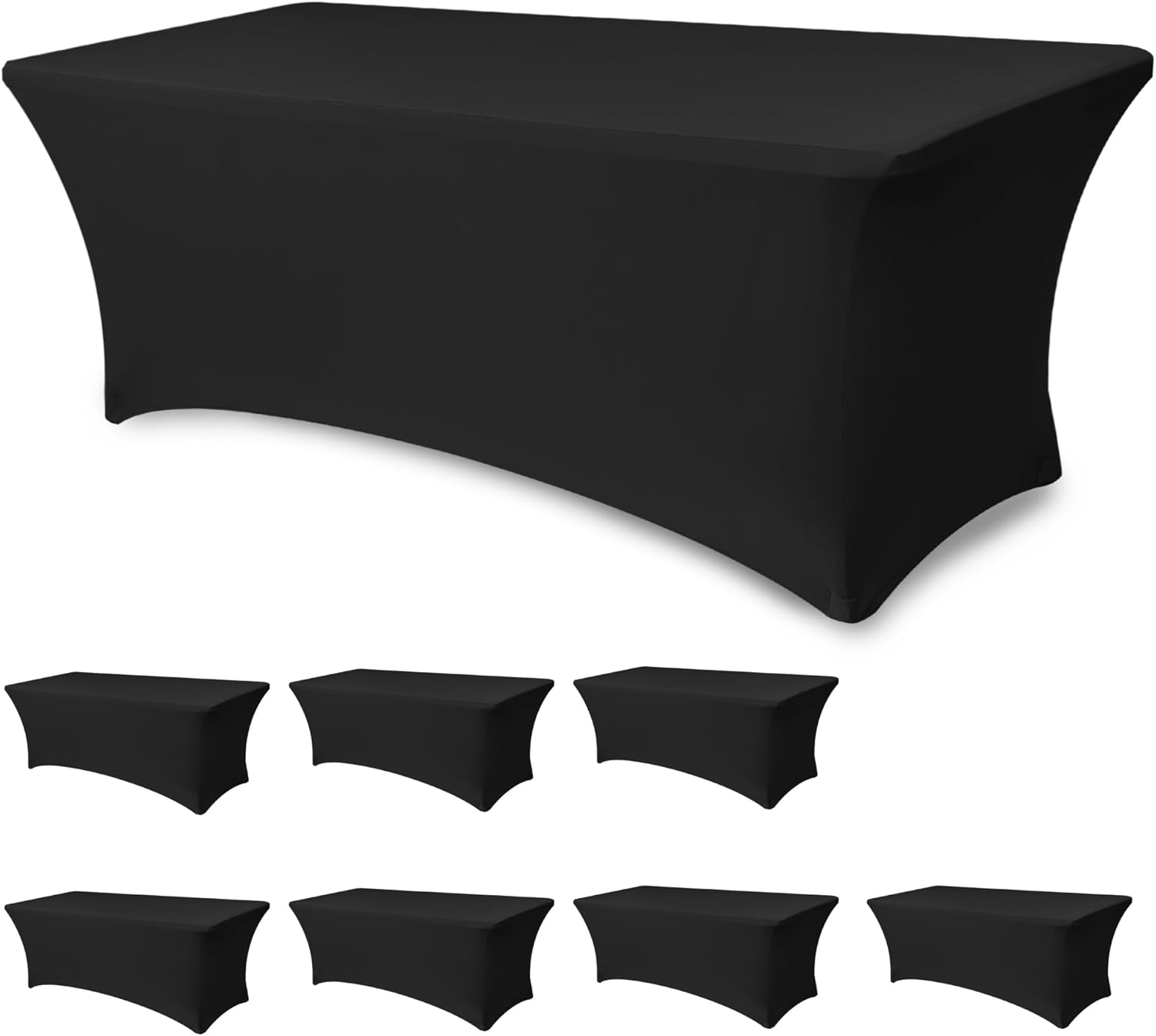 Black Fitted Stretch Table Covers for 6 Foot Rectangle Tables
