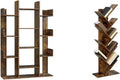 VASAGLE Bookshelf Tree-Shaped Bookcase - 13 Shelves, Rustic Brown