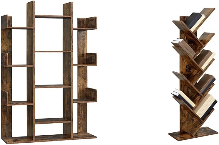 Tree-Shaped Bookshelf with 13 Storage Shelves for Home Office