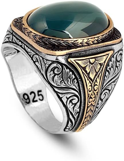 925K Sterling Silver Jade Ring for Men - Unique Gift Idea