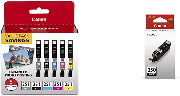 Canon CLI-251 5 Color Ink Value Pack for Compatible Printers