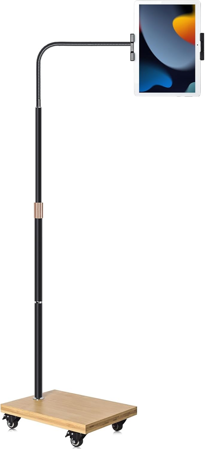 wishacc Tablet Floor Stand with Adjustable Gooseneck for Comfort