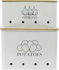 Potato Onion Kitchen Storage Canisters 2 Pack - Vented Metal Bins