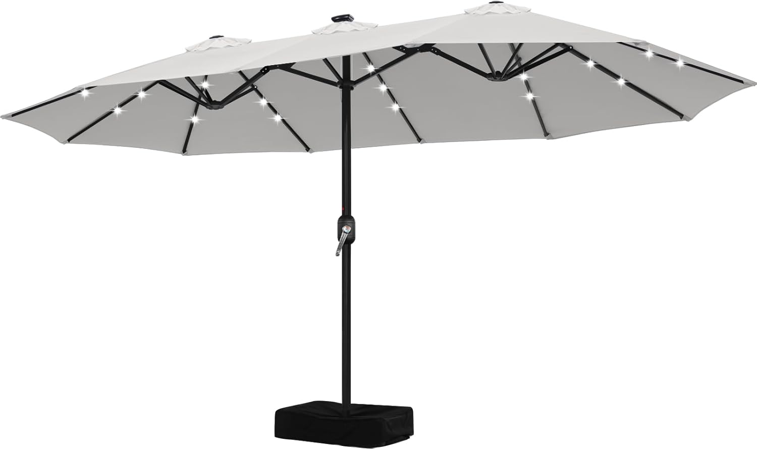 15ft Double-Sided Rectangle Umbrella with Solar Lights for Outdoors