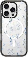 Impact Case for iPhone 16 Pro Small Blue Flowers - Clear Black