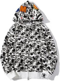 Unisex Camouflage Hoodie with Shark Embroidery - Lightweight