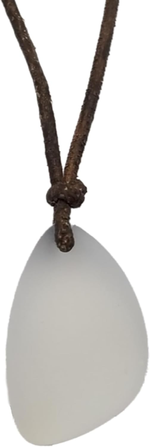 YInahawaii Handmade Leather Cord Puff Sea Glass Necklace