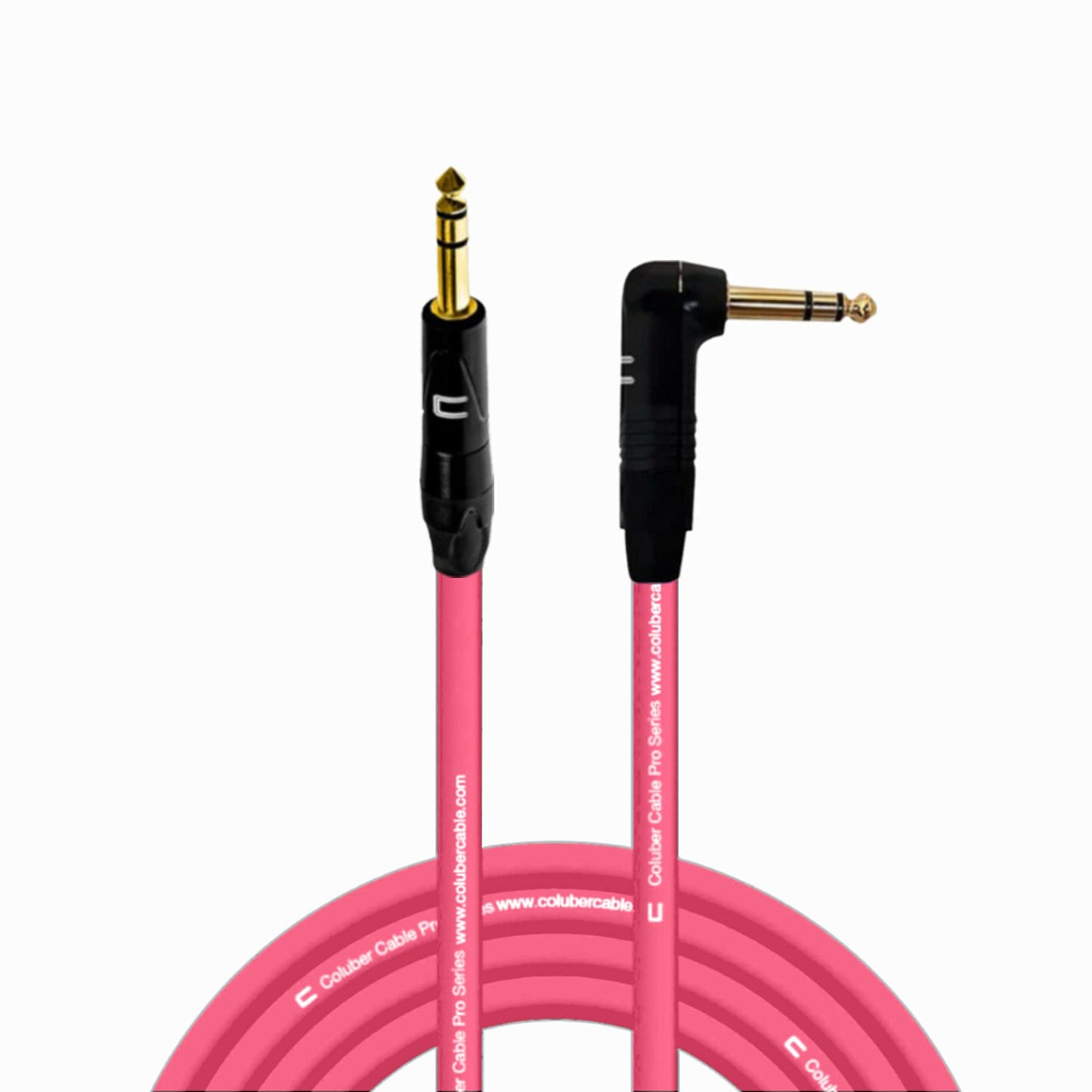 Coluber Cable 1/4 TRS Male to Right Angle 30 Feet - Pink