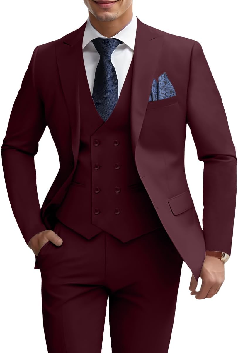 Mens 3 Piece Slim Fit Suit Set for Business and Formal Events