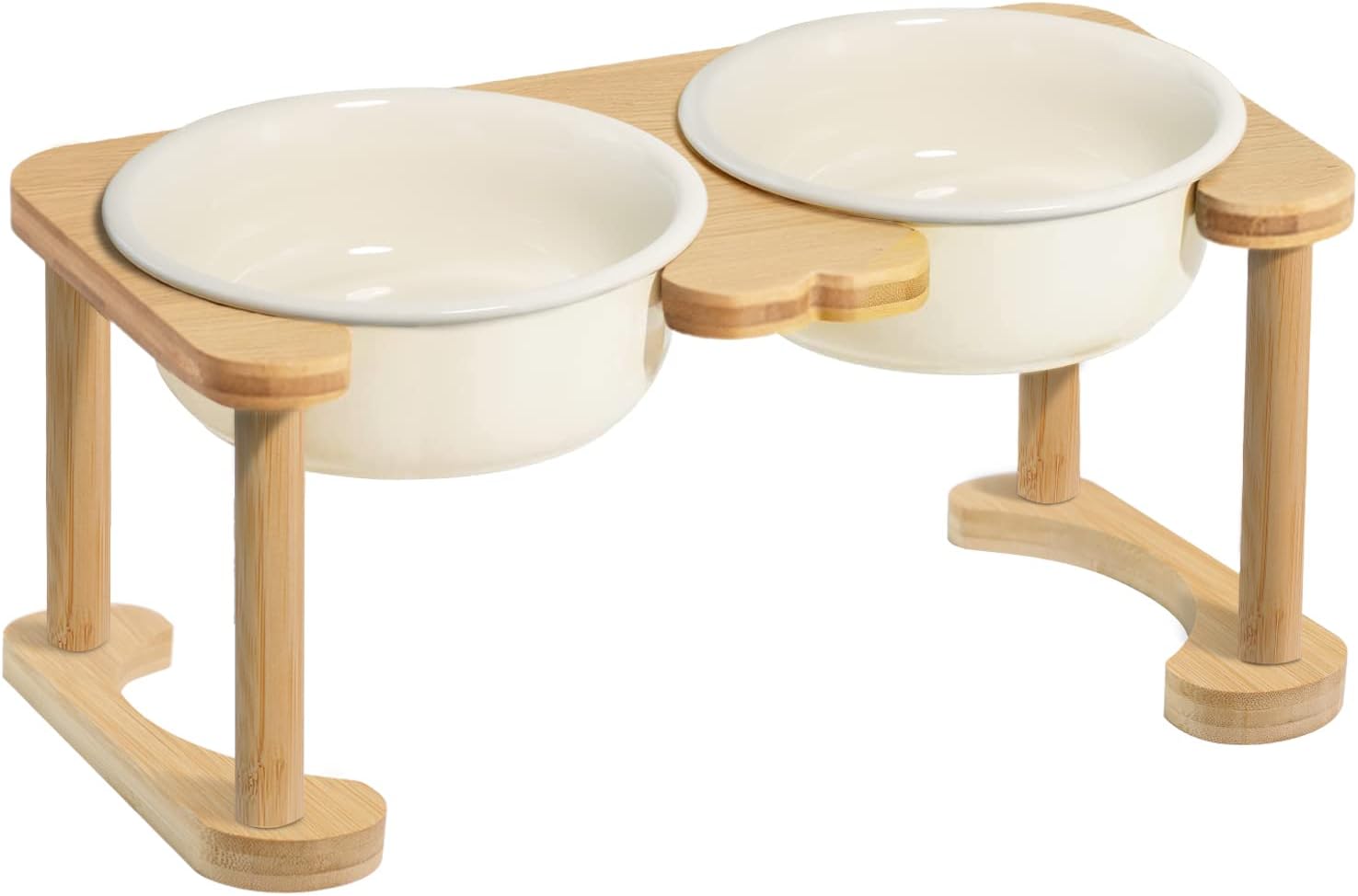 Elevated Ceramic Dog Bowls for Medium Dogs with Anti-Slip Stand