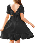 Arshiner Girls Off Shoulder Tie Back Ruffle Hem Dress - Elegant Casual