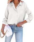 Pausus Satin Button Down Shirt for Women - Slim Fit Office Blouse