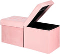 AmasSmile 34Inch Pink Velvet Footrest Ottoman with Storage