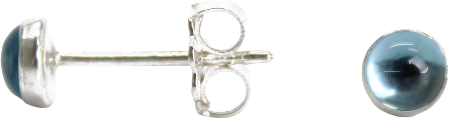 Gemstone Stud Earrings for Women in 925 Sterling Silver