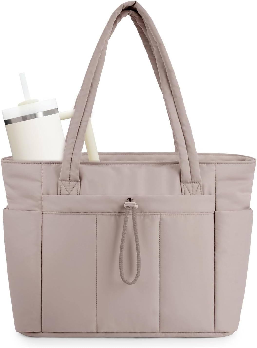 Wandering Nature Puffer Tote Bag with Laptop Compartment & More