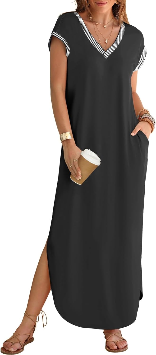 Stylish MEROKEETY Women's Maxi Dress for Summer Beach Fun