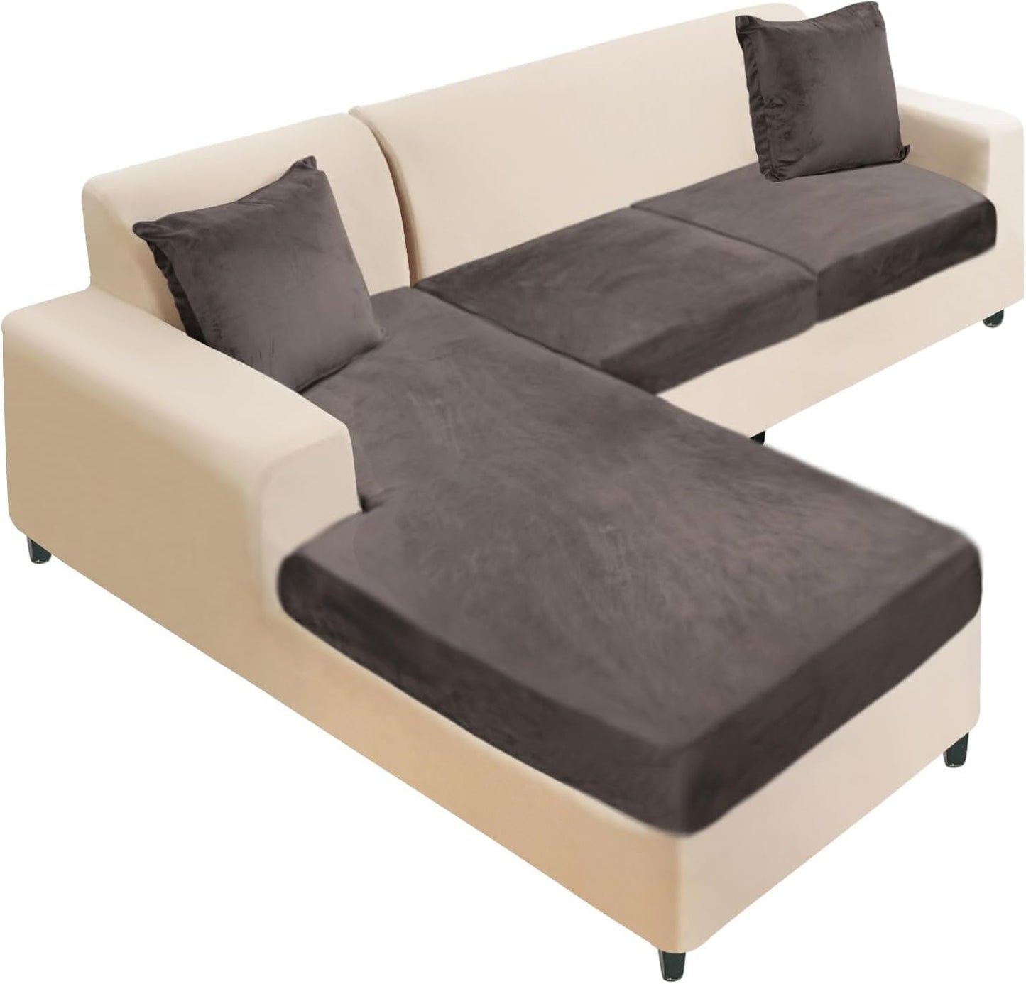 NAISI Sectional Couch Cover - Soft Velvet Slipcovers for L Shape