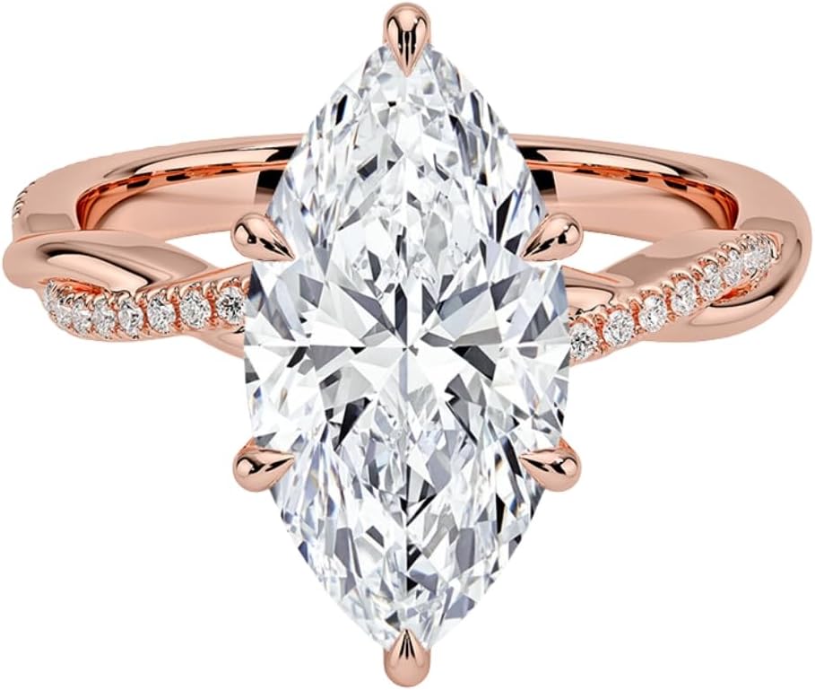 1-3 CT Marquise Moissanite Engagement Ring in Solid Gold & Silver
