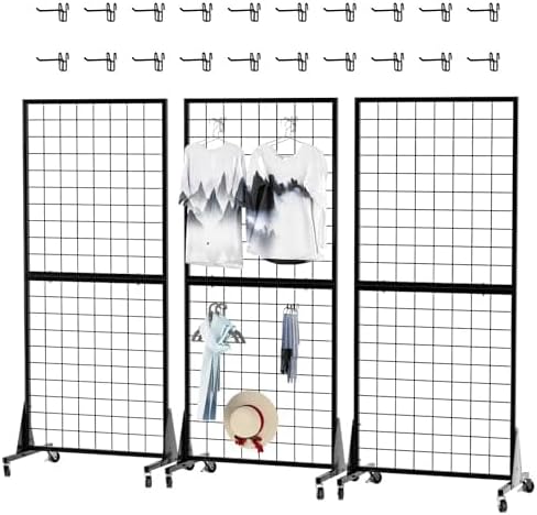 3-Pack 2ft x 5.5ft Grid Wall Panels for Display and Organization