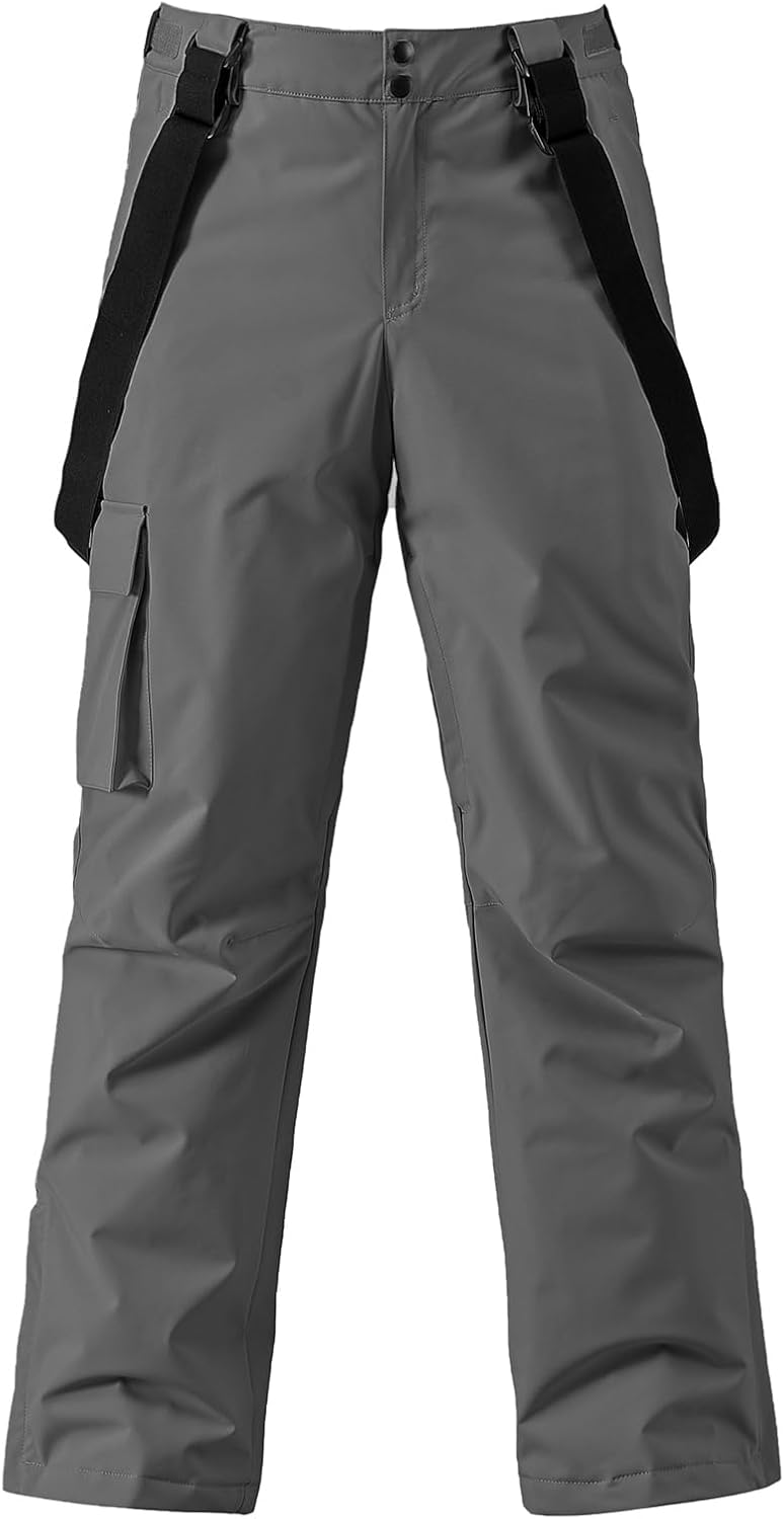 YEFFINE Men's Ski Snow Pants Insulated Waterproof Cargo Bibs