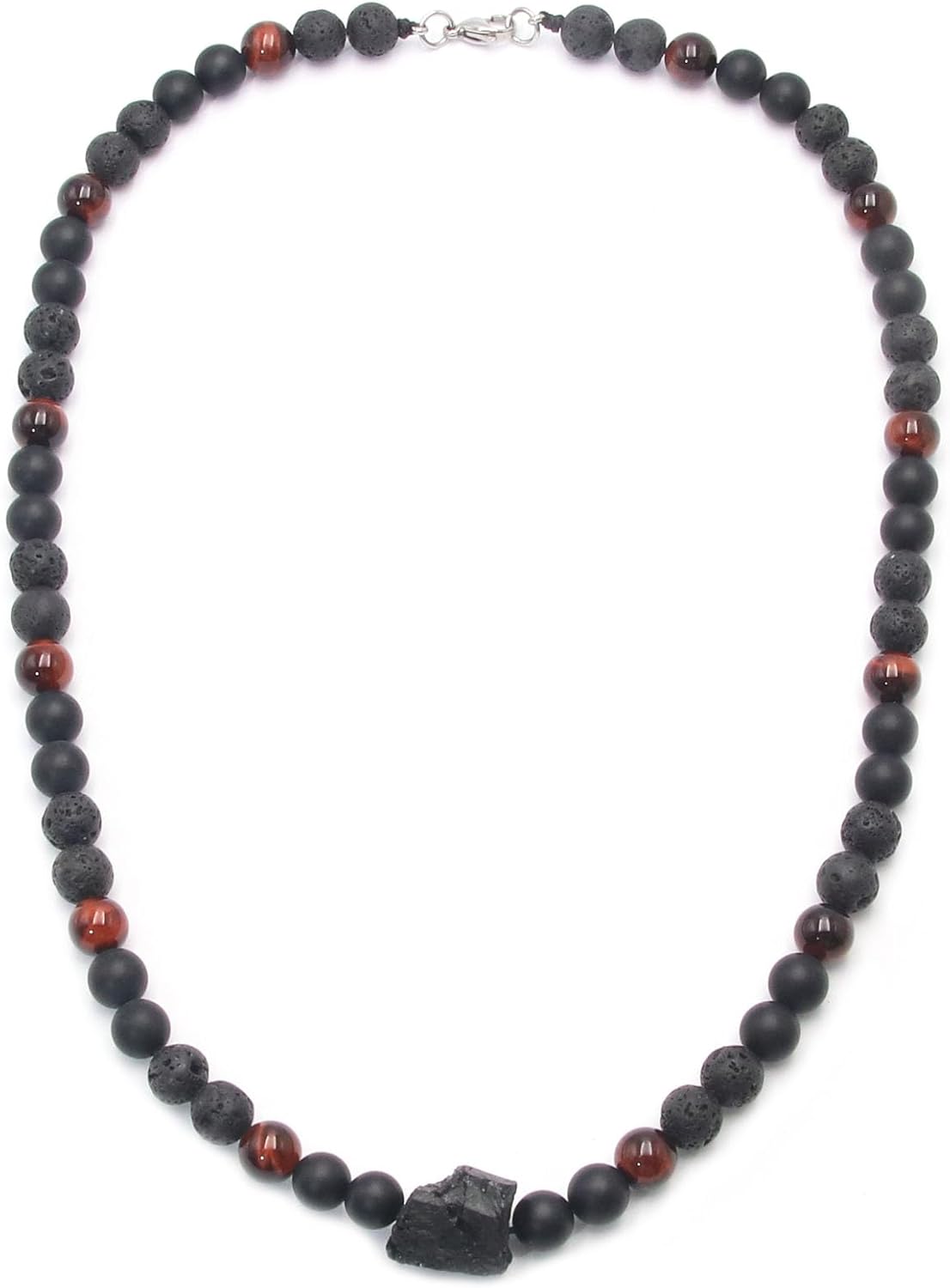 Triple Protection Beaded Necklace for Men - Healing Crystals