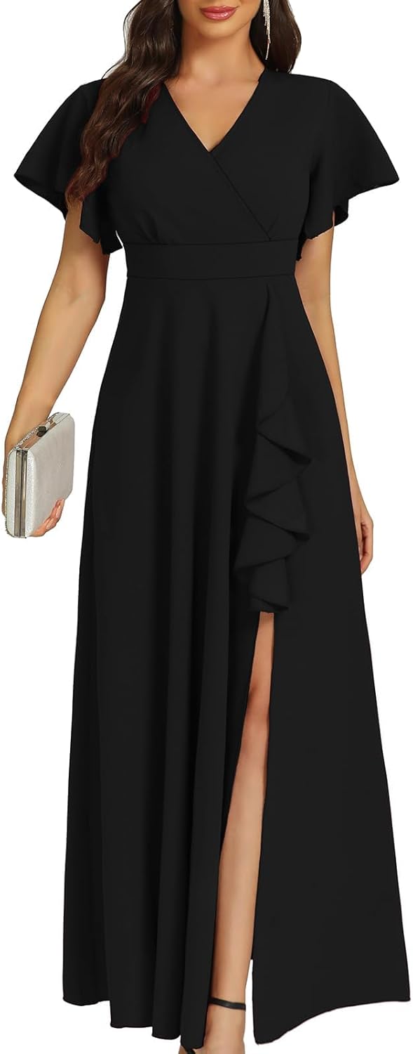 Elegant Women's Black Long Formal Dresses for Cocktail Events