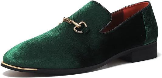 FLQL Men's Luxury Penny Loafer Slip-On Velvet Shoes for Parties