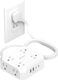 2 Prong Power Strip - 12-in-1 Surge Protector with USB-C and Flat Plug