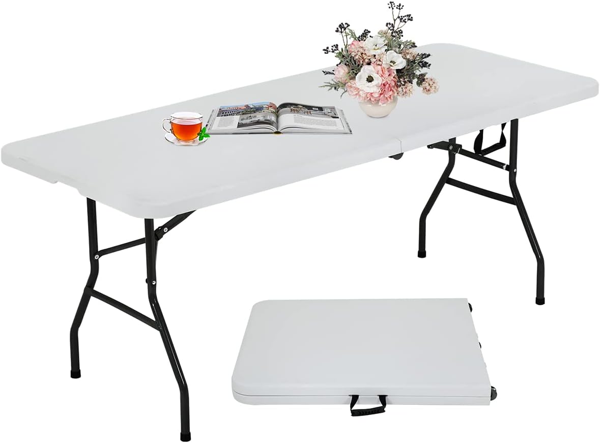 6FT Folding Table for Indoor Outdoor Use - Heavy Duty Utility Table