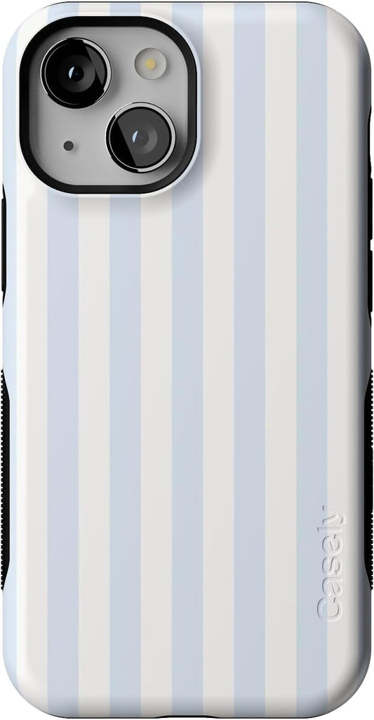 Bold Protective iPhone 13 Case with Blue Stripes Design