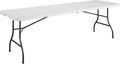 COSCO 8ft Resin Straight Table, White - Durable Outdoor Folding Table