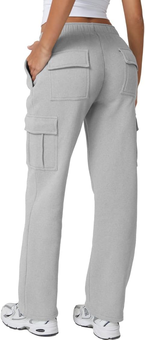 QINSEN Womens Medium Waist Baggy Elastic Waist Sweatpants