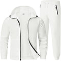 Rdruko Men's Fleece Sweat Track Suit Hooded Winter Warm Up Jogger Set